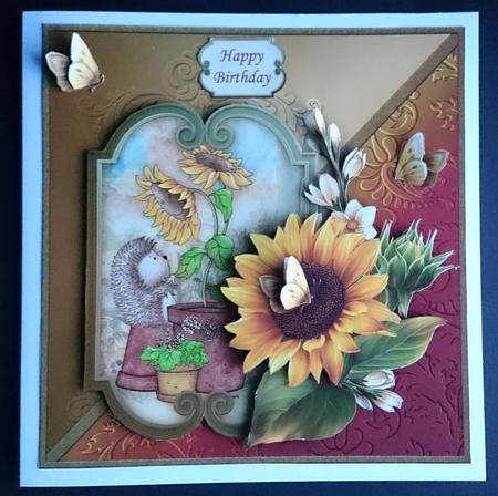 Hedghogs Sunflower Friend 8x8 Decoupage Mini Kit by Sue Soules
