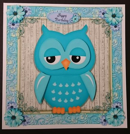 Gorgeous Aqua Owl 8x8 by Sue Soules