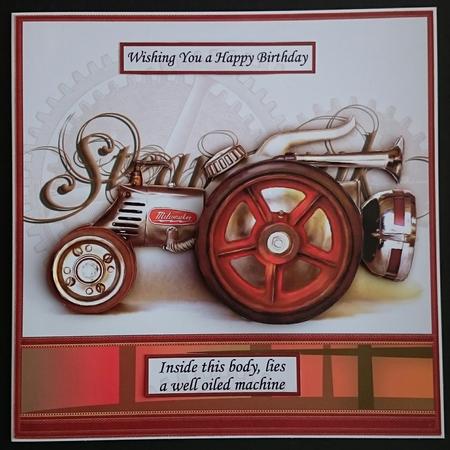 Well Oiled Machine Steampunk Tractor 8x8 Decoupage Mini Kit by Sue Soules