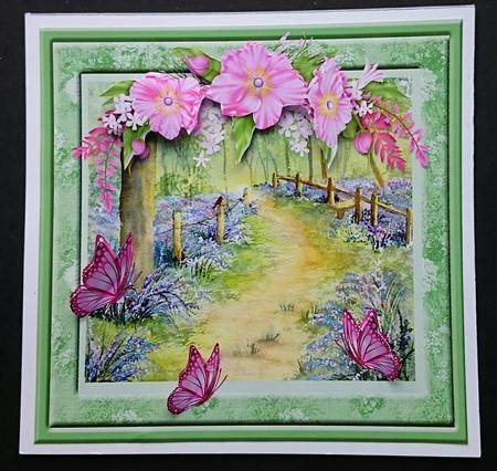 Bluebell Wood and Butterflies Decoupage Topper by Sue Soules
