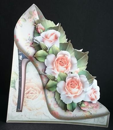 Shoes Rose Pastel Shaped Card Mini Kit by Sue Soules