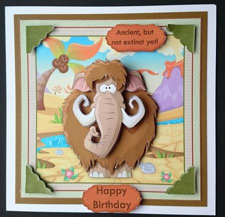 Long in the Tooth Mammoth Birthday Topper & Decoupage by Sue Soules