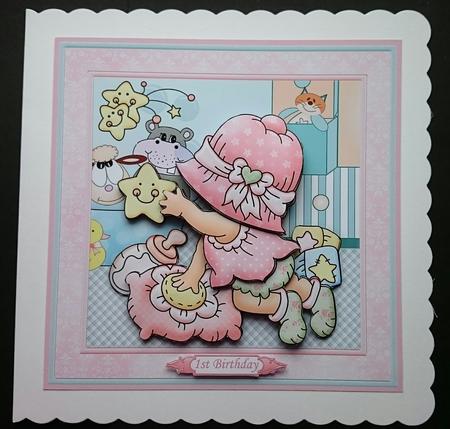 New Baby Girl Playing 8x8 Decoupage Mini Kit by Sue Soules