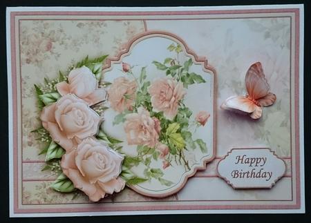Vintage Peach Roses Card Topper & Decoupage by Sue Soules