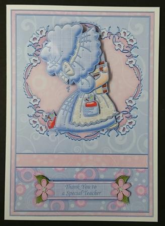 Sunbonnet School Girl Teacher Thank You Decoupage by Sue Soules