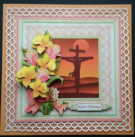 Easter Crucifixion & Daffodils 8x8 Decoupage Mini Kit by Sue Soules