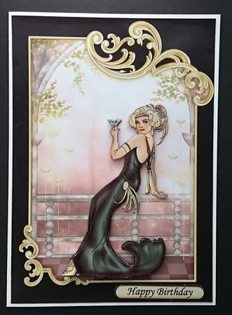 Art Deco Lady with Drink Topper & Decoupage by Sue Soules