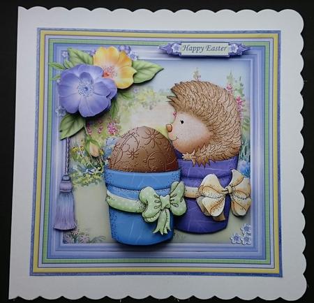 Hedgehogs Surprise Egg 8x8 Decoupage Mini Kit by Sue Soules