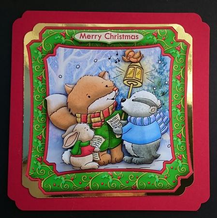 Foxes Carol Christmas Card Topper & Decoupage by Sue Soules