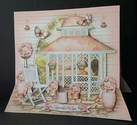 Beautiful Garden with Pink Arbor Card by Sue Soules