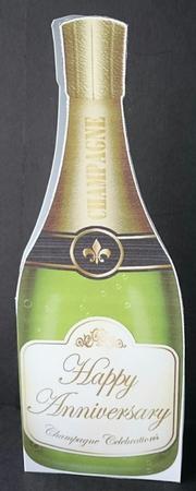 Large Dl Anniversary Champagne Bottle Shaped Card by Sue Soules