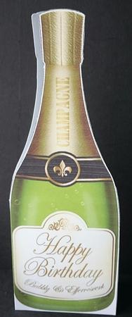 Large Dl Birthday Champagne Bottle Shaped Card by Sue Soules