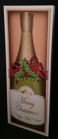 Large Dl Christmas Champers in a Box Quick Card 3D Decoupage by Sue Soules