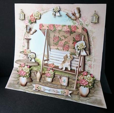 Beautiful Garden with Cream Swing Card by Sue Soules
