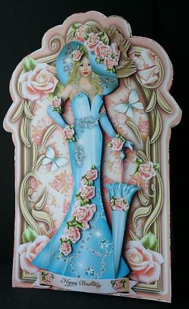 Lady in Blue with Pink Roses Card Mini Kit by Sue Soules