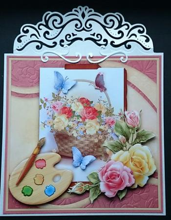 Artists Canvas Rose Basket 7.5 Decoupage Mini Kit by Sue Soules