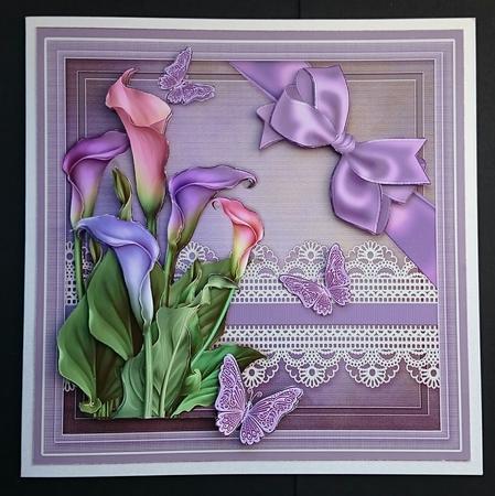 Calla Lilies on a Lace Border 8in x 8in Decoupage Mini Kit by Sue Soules