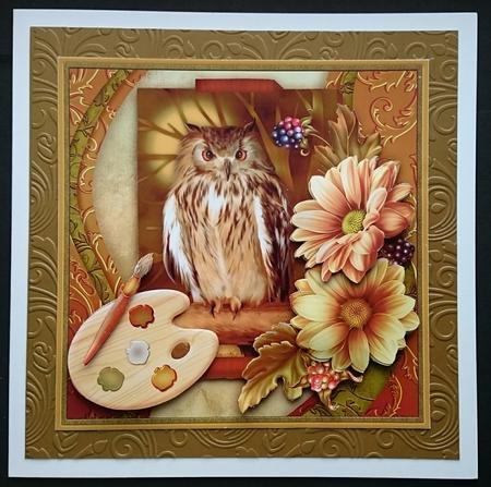 Artists Canvas Wise Old Bird Owl 7.5 Decoupage Mini Kit by Sue Soules