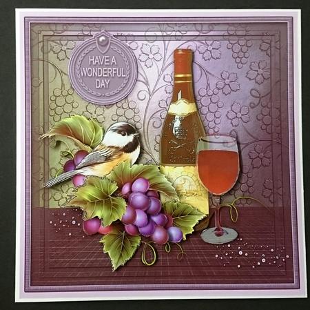 Wine and Grapes with Bird 8in x 8in Decoupage Mini Kit by Sue Soules