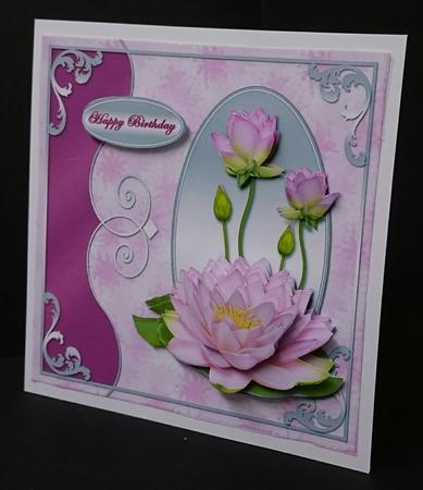 Pink Water Lilies Side Border Card Front by Sue Soules