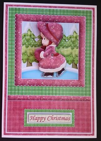 Vintage Girl Skating Christmas Topper and Decoupage by Sue Soules