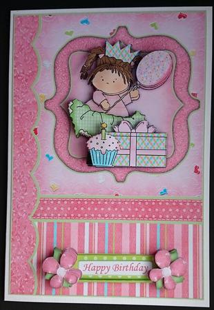 Birthday Girl in the Pink Topper and Decoupage by Sue Soules