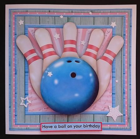 Bowling Have a Ball on Your Birthday 7.5 Decoupage Mini Kit by Sue Soules