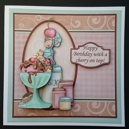 Happy Birthday with a Cherry on Top Decoupage by Sue Soules