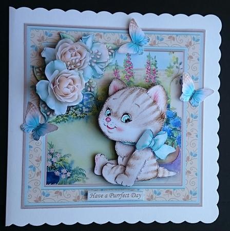 Kitten in the Garden 8x8 Decoupage Mini Kit by Sue Soules