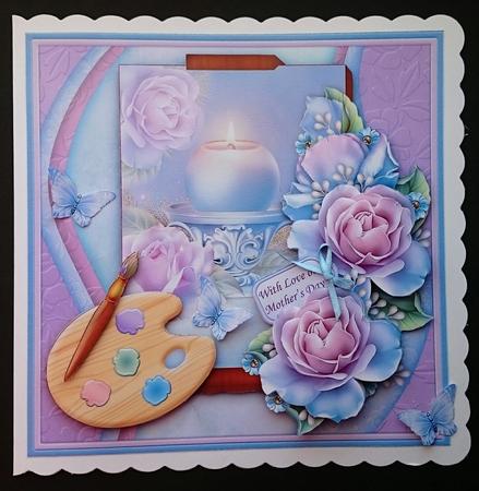 Artist's Canvas Candle & Roses 7.5 Decoupage Mini Kit by Sue Soules
