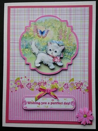 Kitten & Butterfly Card Topper & Decoupage by Sue Soules