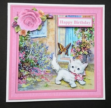 Kitten & Butterfly by the Door Card Topper & Decoupage by Sue Soules