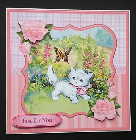Kitten & Butterfly Card Topper & Decoupage by Sue Soules