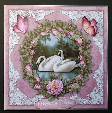 Swan Lake & Roses 8" Square Card Mini-kit by Sue Soules
