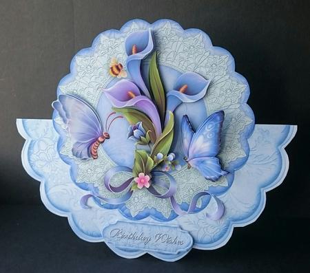 Lilies and Lace in Blue Scallop Wobble Card Mini Kit by Sue Soules