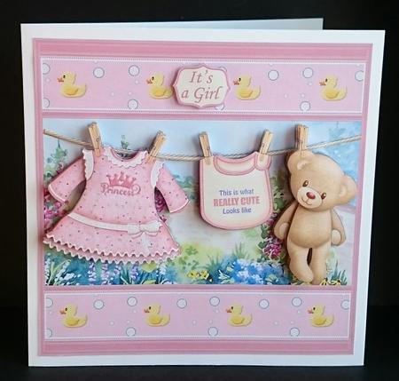 Baby Girl Washing Line 7.5 Decoupage Mini Kit by Sue Soules