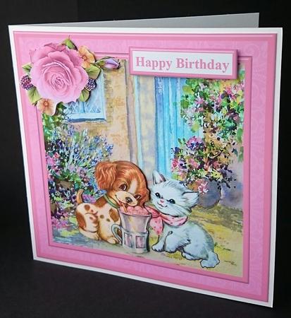 Best Friends - Puppy & Kitten Card Topper & Decoupage by Sue Soules