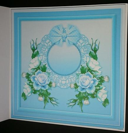 Blue Roses on a Fancy Mat Matching 8inx8in Insert Plate by Sue Soules