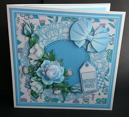 Blue Roses on a Fancy Mat 8in x 8in Decoupage Mini Kit by Sue Soules
