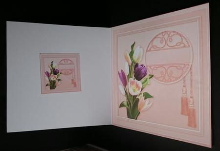 Spring Tulips on Lace with Tassels Matching 8x8 Insert Plate by Sue Soules
