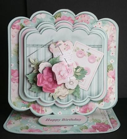 Grandma's Sewing Basket - Stacked Layer Easel Card Mini Kit by Sue Soules