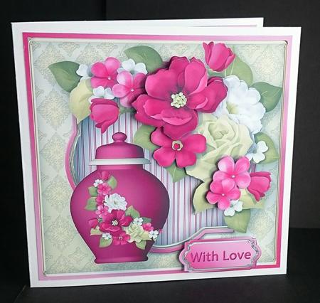 Pots of Love Decoupage Card Front by Sue Soules