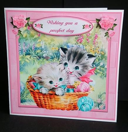 Wishing You a Purrfect Day Card Topper & Decoupage by Sue Soules