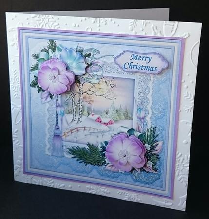 Christmas Roses Frame & Winter Village Quick Card by Sue Soules
