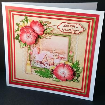 Christmas Rose Frame & Church in Gold by Sue Soules
