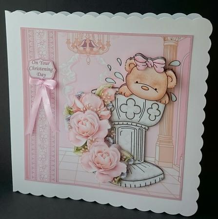 Baptism Bows Christening Day Girl Decoupage Mini Kit by Sue Soules