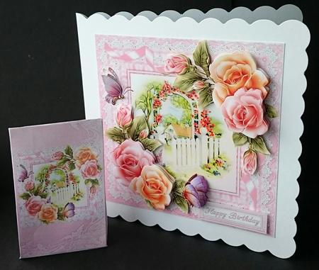 8x8 Cottage Garden Gate with Shimmering Roses Mini Kit by Sue Soules