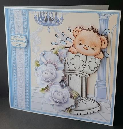 Baptism Bear Christening Day Boy Decoupage Mini Kit by Sue Soules