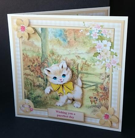 Wishing You a Purrfect Day Card Topper & Decoupage by Sue Soules