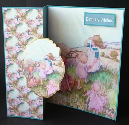 Children at Play Fold Back Card with Toppers by Sue Soules